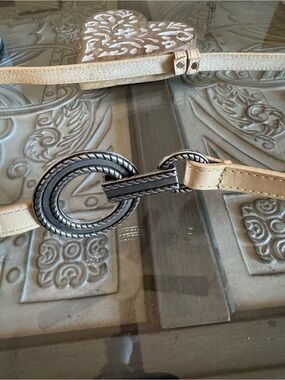 Women's Tan Leather Knot-Style Buckle Belt